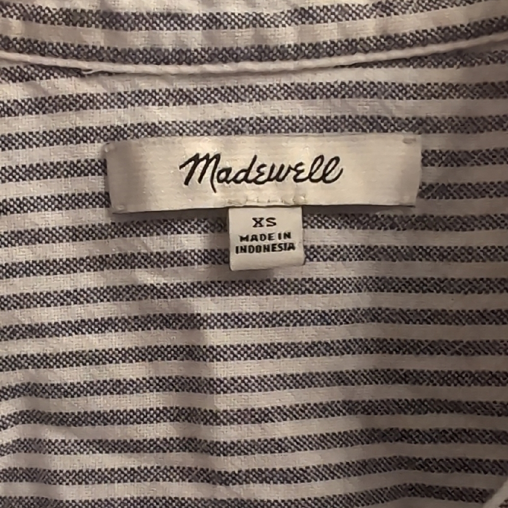 Madewell Central Shirt In Dalton Stripe Women's Button Up Size XS Boxy Oversized - Picture 4 of 6